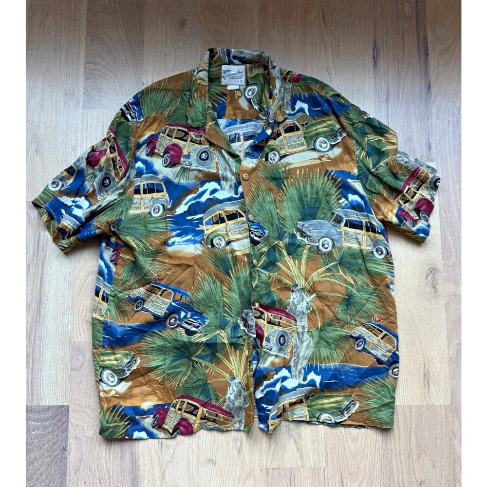 Diamond Head Sportswear Hawaiian Shirt Men’s XL Woodie Wagon Car Tropical Aloha